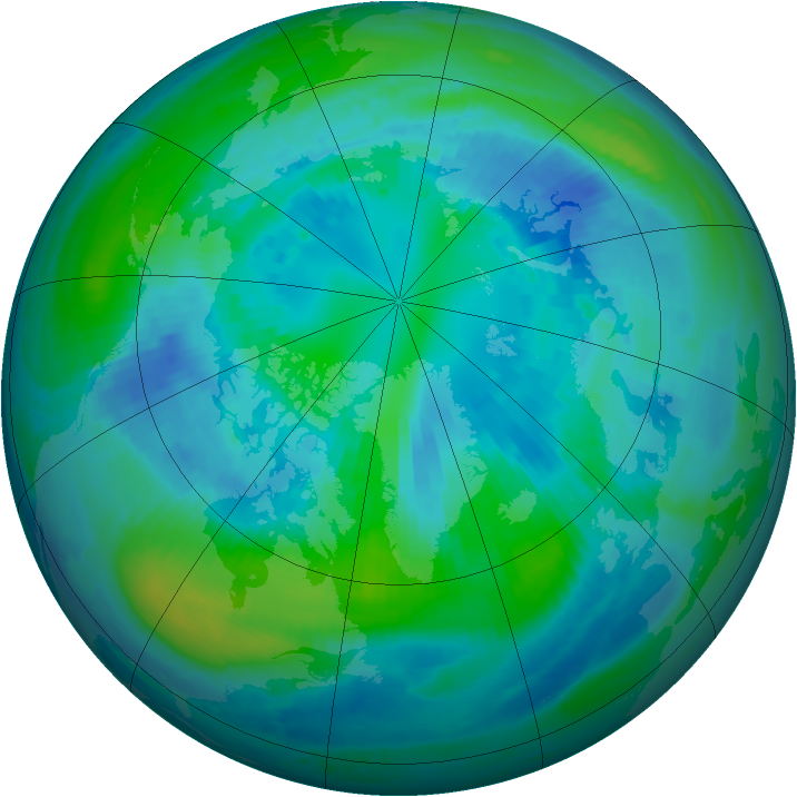 Arctic ozone map for 07 October 2000